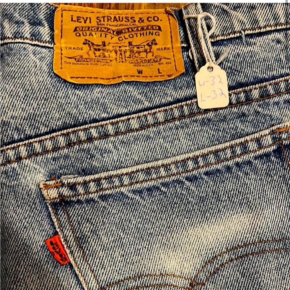 UNISEX TRUE VINTAGE DISTRESSED DENIM STRAIGHT LEG LEVIS JEANS - 32 Orange Label - Picture 2 of 9